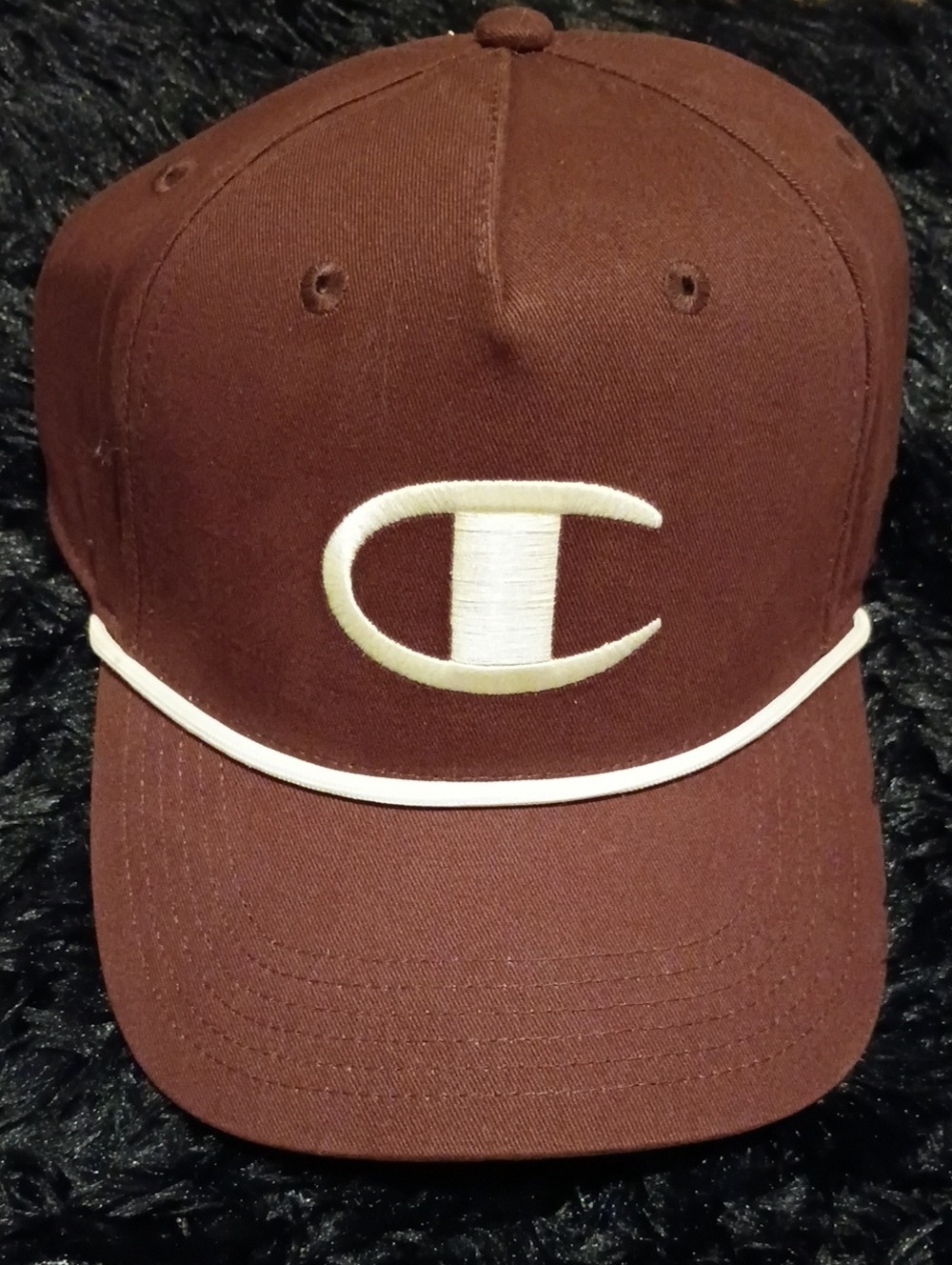 Champion Brown Baseball Cap with Cream Logo Trim
